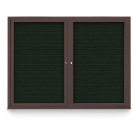 United Visual Products 48"x36" 2-Door Enclosed Outdoor Letterboard, Green Felt/Bronze UV1161D-BRONZE-GREEN